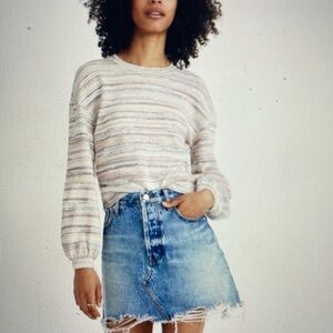 Madewell Bubble Sleeve Crop Top in Rainbow Stripe